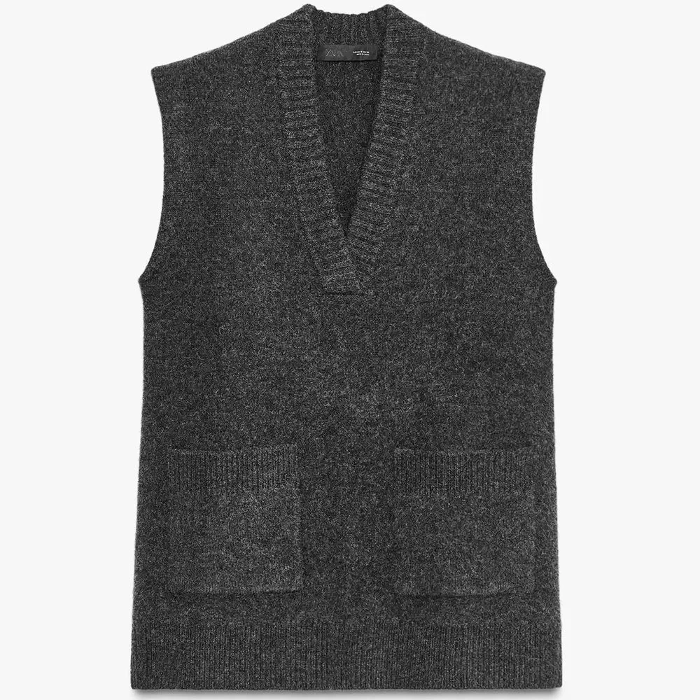 ZARA LONG WOOL BLEND VEST - Picture 1 of 6
